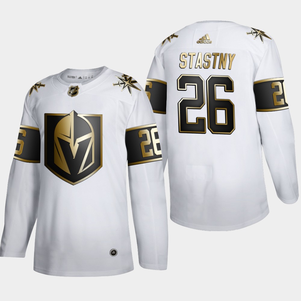 Men Vegas Golden Knights #26 Paul Stastny Adidas White Golden Edition Limited Stitched NHL Jersey->more nhl jerseys->NHL Jersey